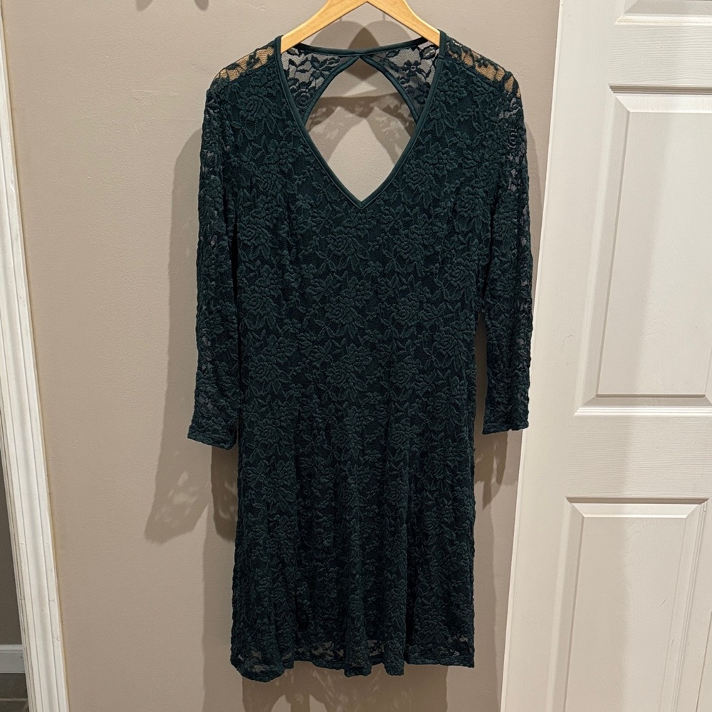 Maurices Dark Green Lace Backless Dress